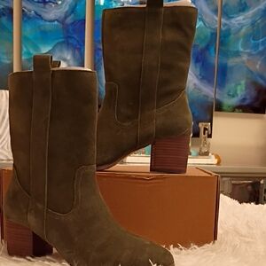 Violet & Red Jarah Leather Western Inspired Mid Calf Boots Women's Sz 9